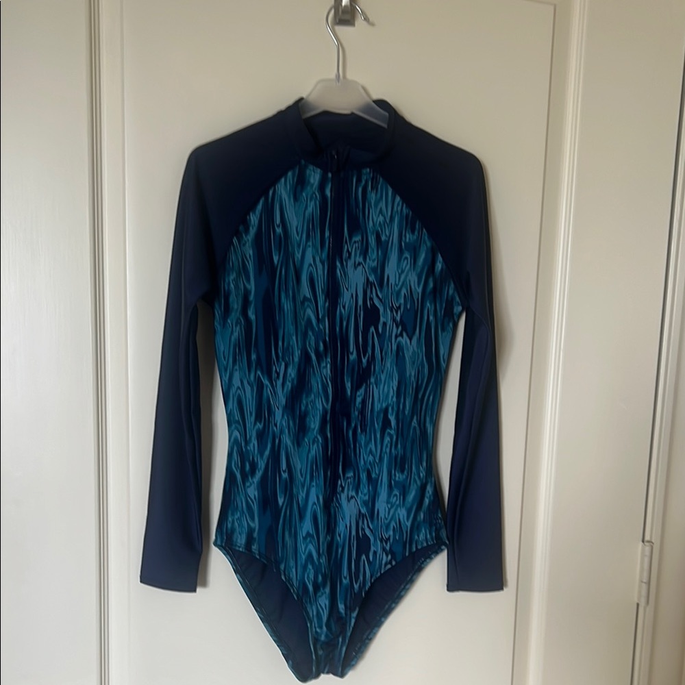 All in Motion Blue Long Sleeve One Piece Swimsuit